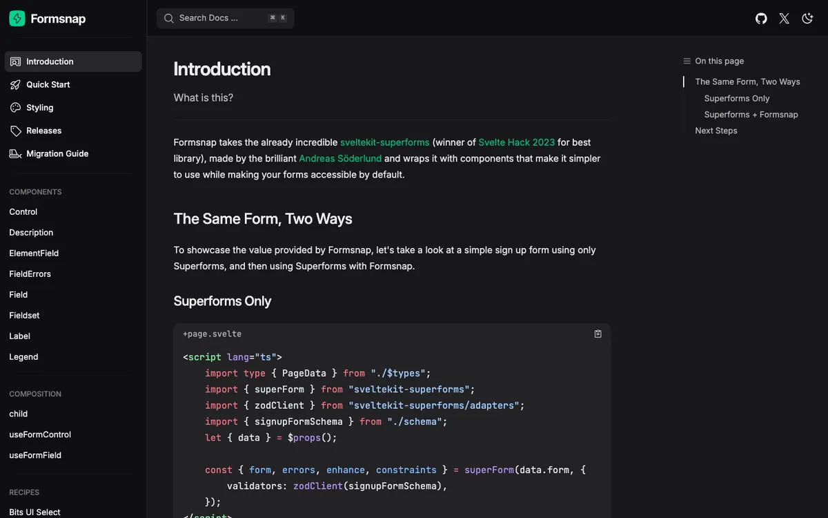Formsnap preview