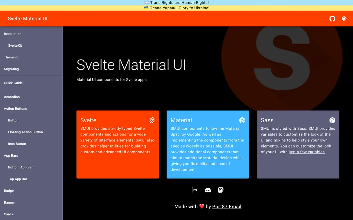 Svelte Material UI preview